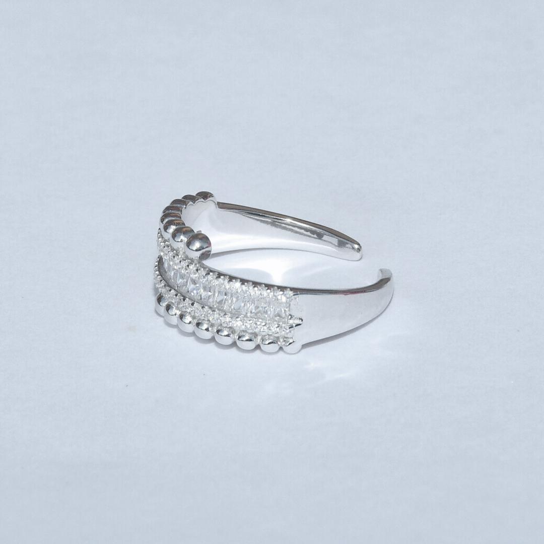 925 Silver Cubic Zirconia Adjustable Ring for Women and Girls 2
