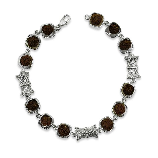 Silver Rudraksha Silver Beads Bracelet for Unisex