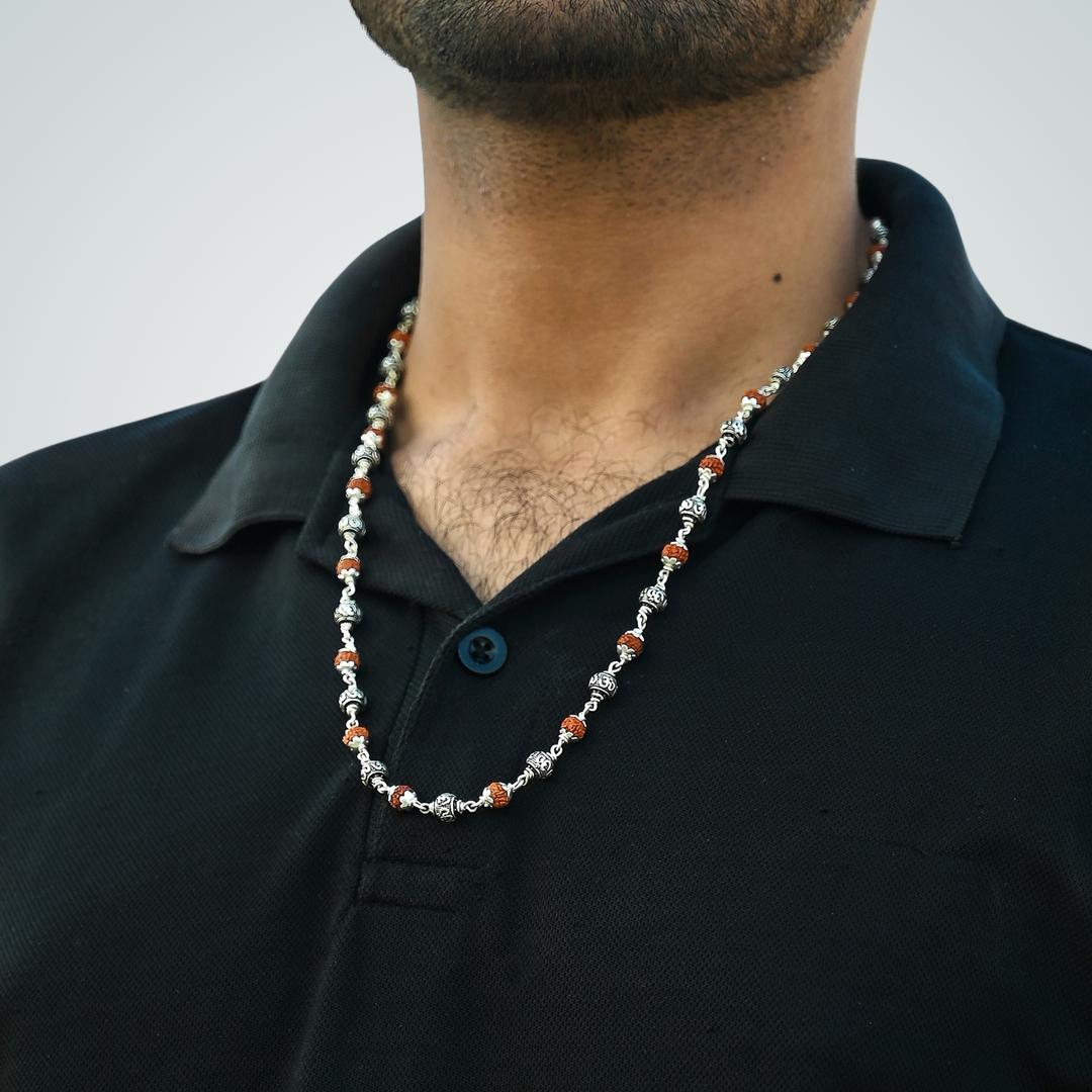 Silver Rudraksha Mala for Mens 1