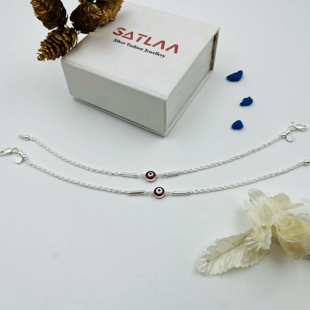 Silver Evil Eye Red Anklet 1