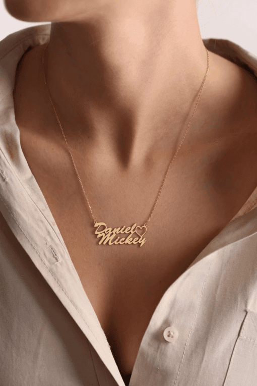 Personalised Silver Couple Name Necklace 1