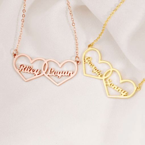 Personalised Silver Couple Name Necklace Inside Heart 1