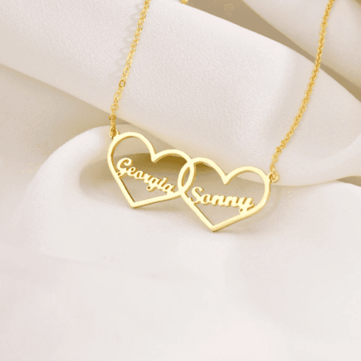 Personalised Silver Couple Name Necklace Inside Heart 0