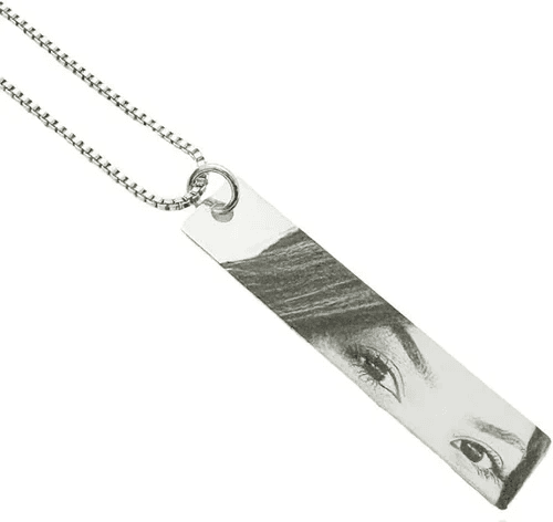 Personalised Silver Laser Engraved Face Necklace 0