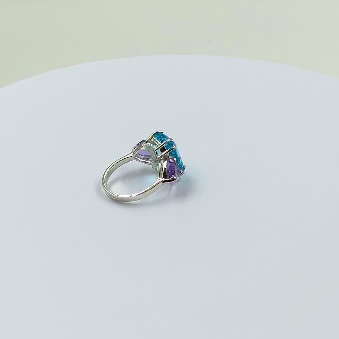 Purple Stone Adjustable Ring for Women and Girls 4