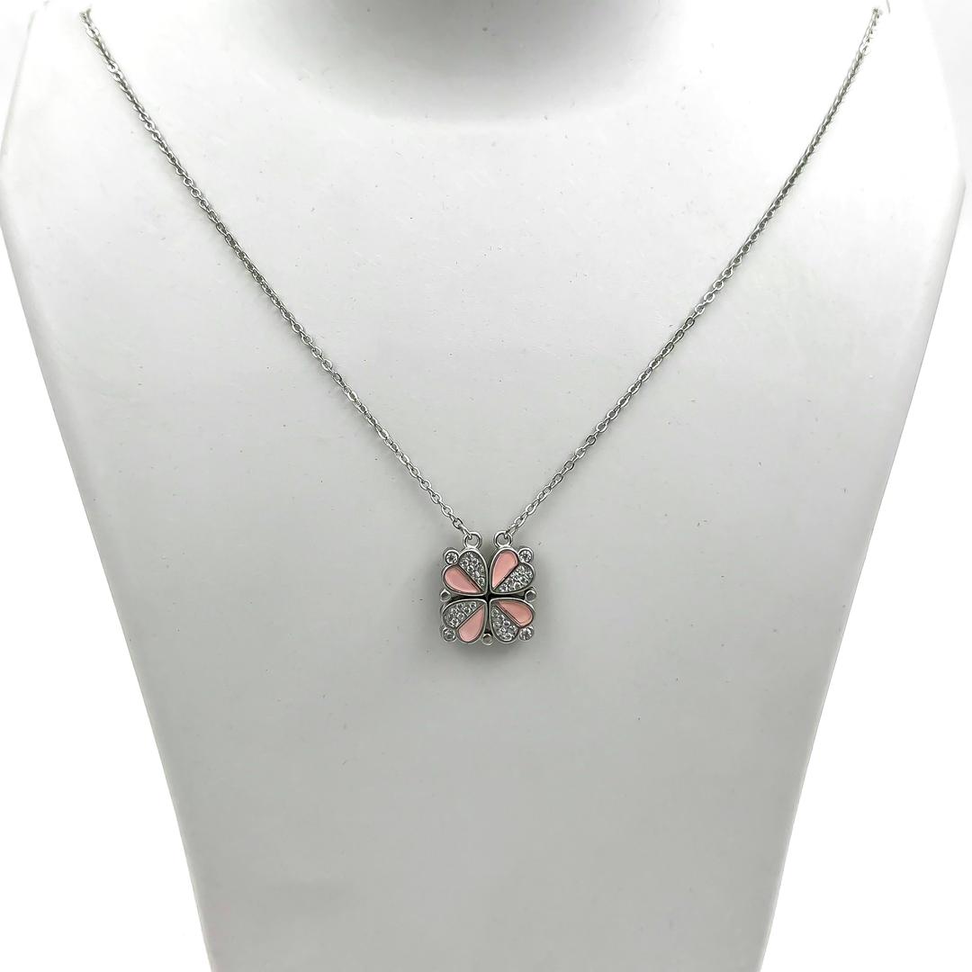 Heart Clover CZ Pendant Necklace 1