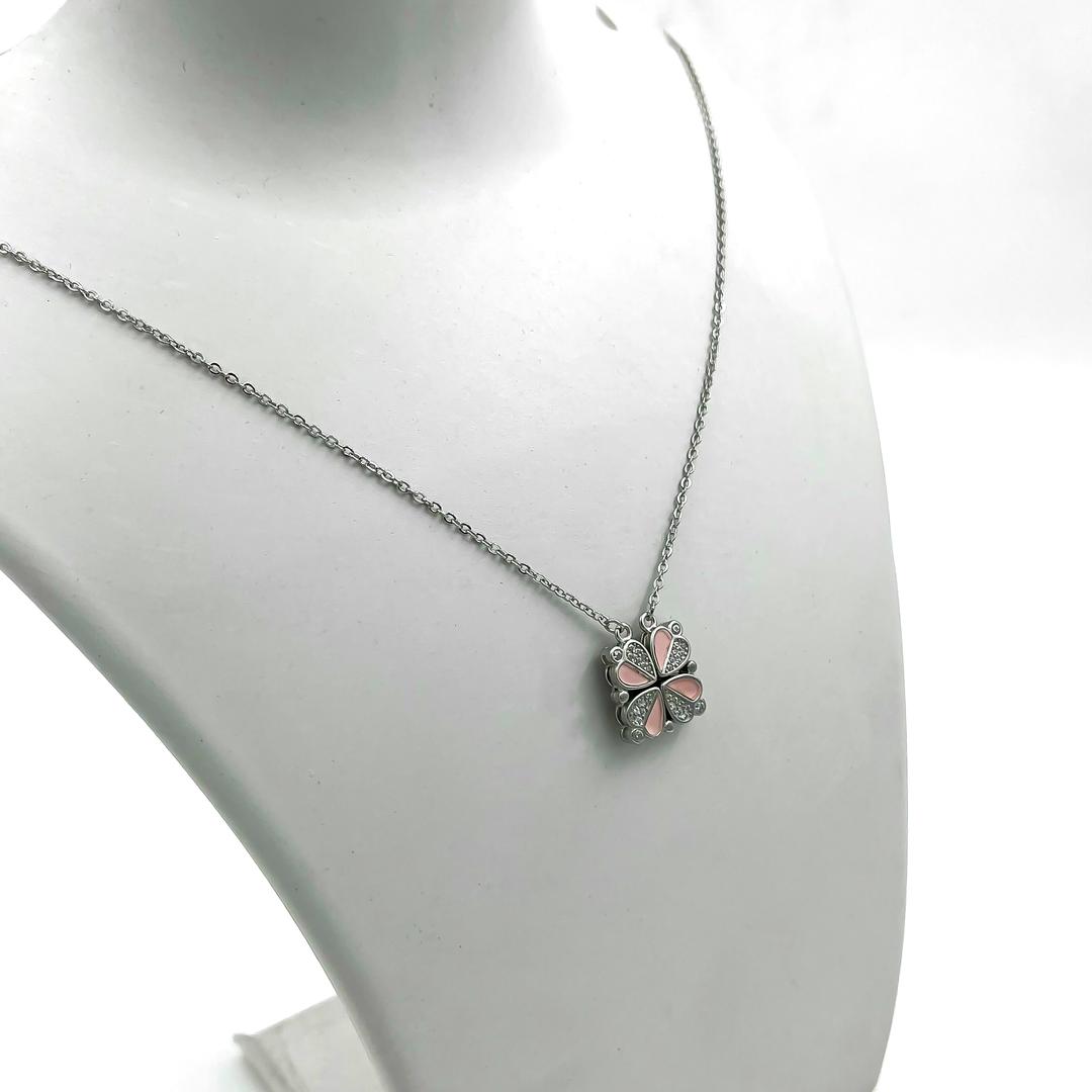 Heart Clover CZ Pendant Necklace 2