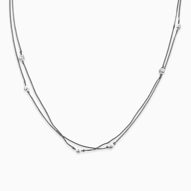 Silver Sophisticated Dual-Strand Pearl Necklace