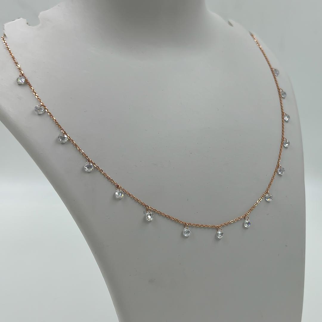 Silver Rose Gold Droplet Necklace 1