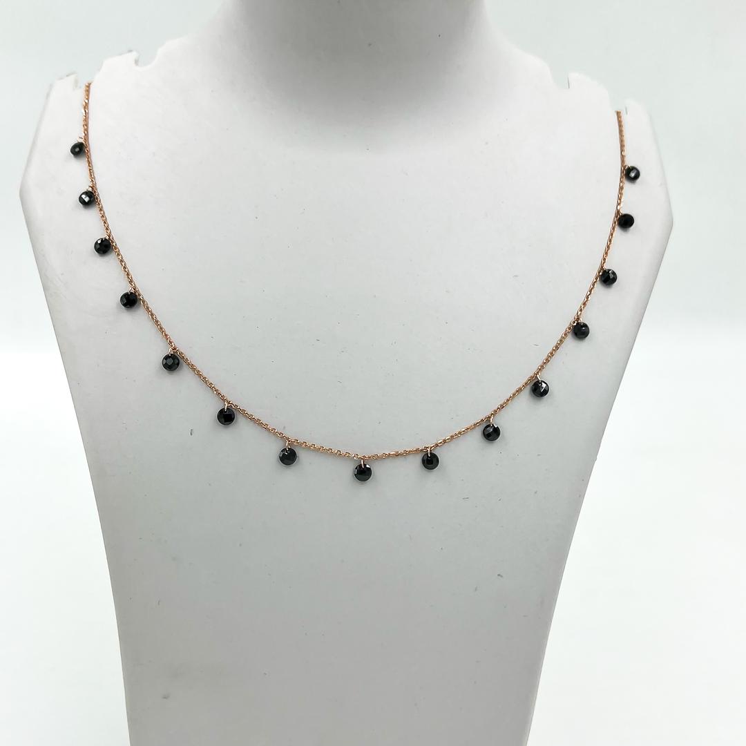 Silver Rose Gold Midnight Dewdrops Silver Necklace 0