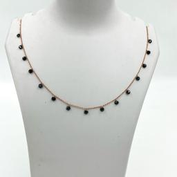 Silver Rose Gold Midnight Dewdrops Silver Necklace