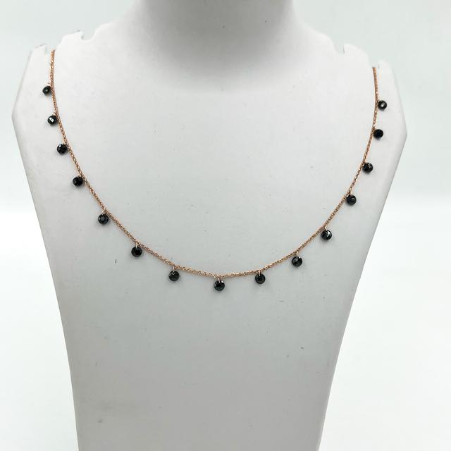 Silver Rose Gold Midnight Dewdrops Silver Necklace
