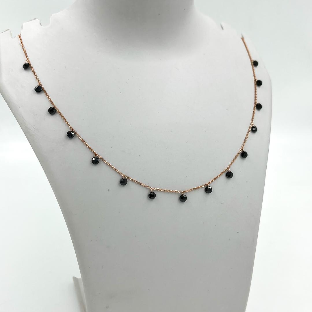 Silver Rose Gold Midnight Dewdrops Silver Necklace 1