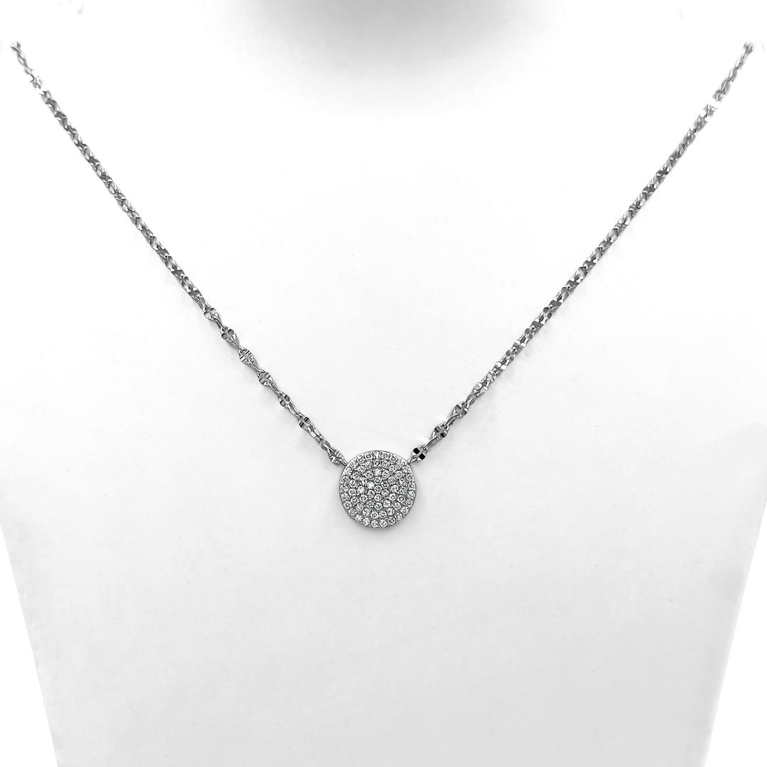 Silver Diamond Pave Circle Necklace 1