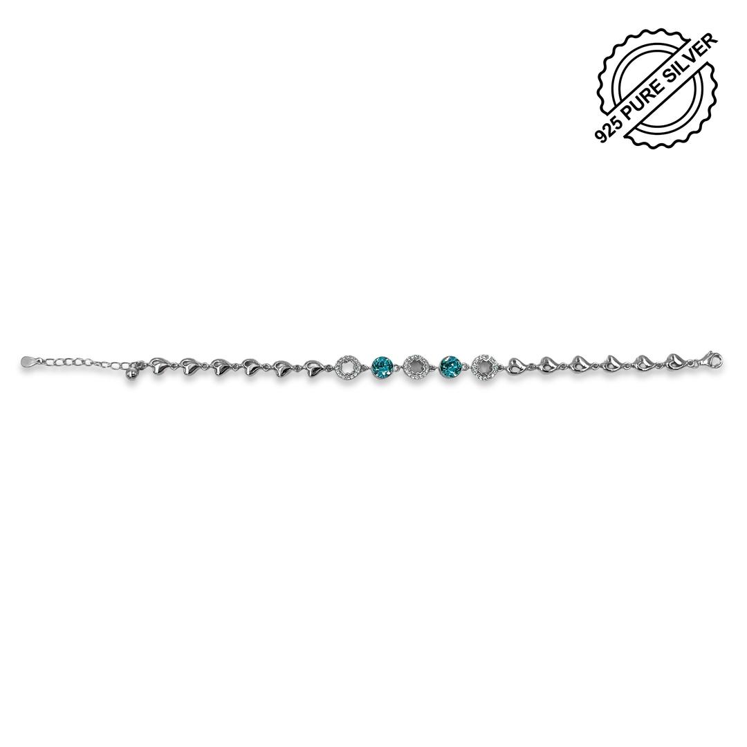 Silver Solitaire Blue Topaz Adjustable Bracelet 3