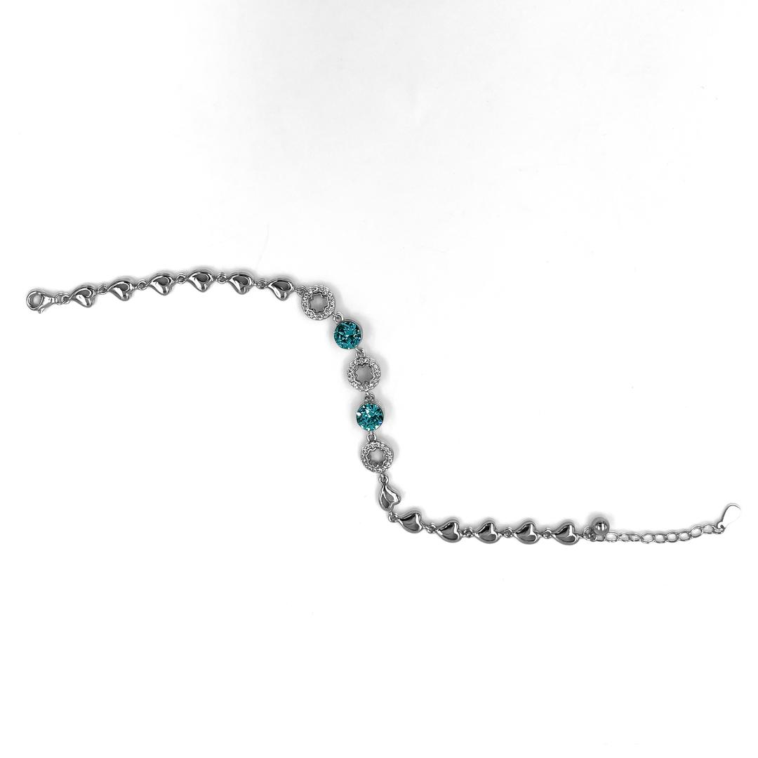 Silver Solitaire Blue Topaz Adjustable Bracelet 2