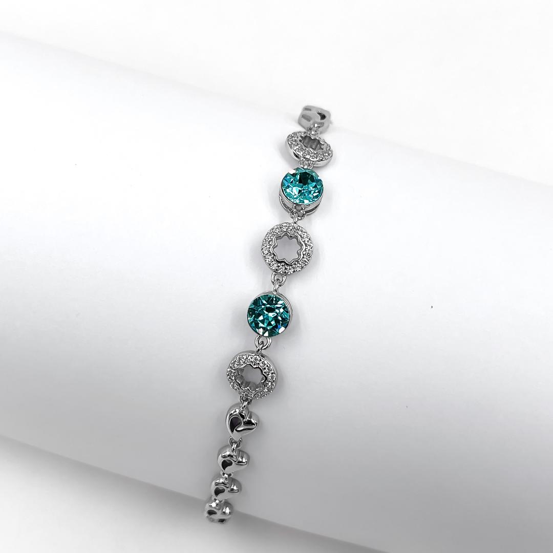 Silver Solitaire Blue Topaz Adjustable Bracelet 1