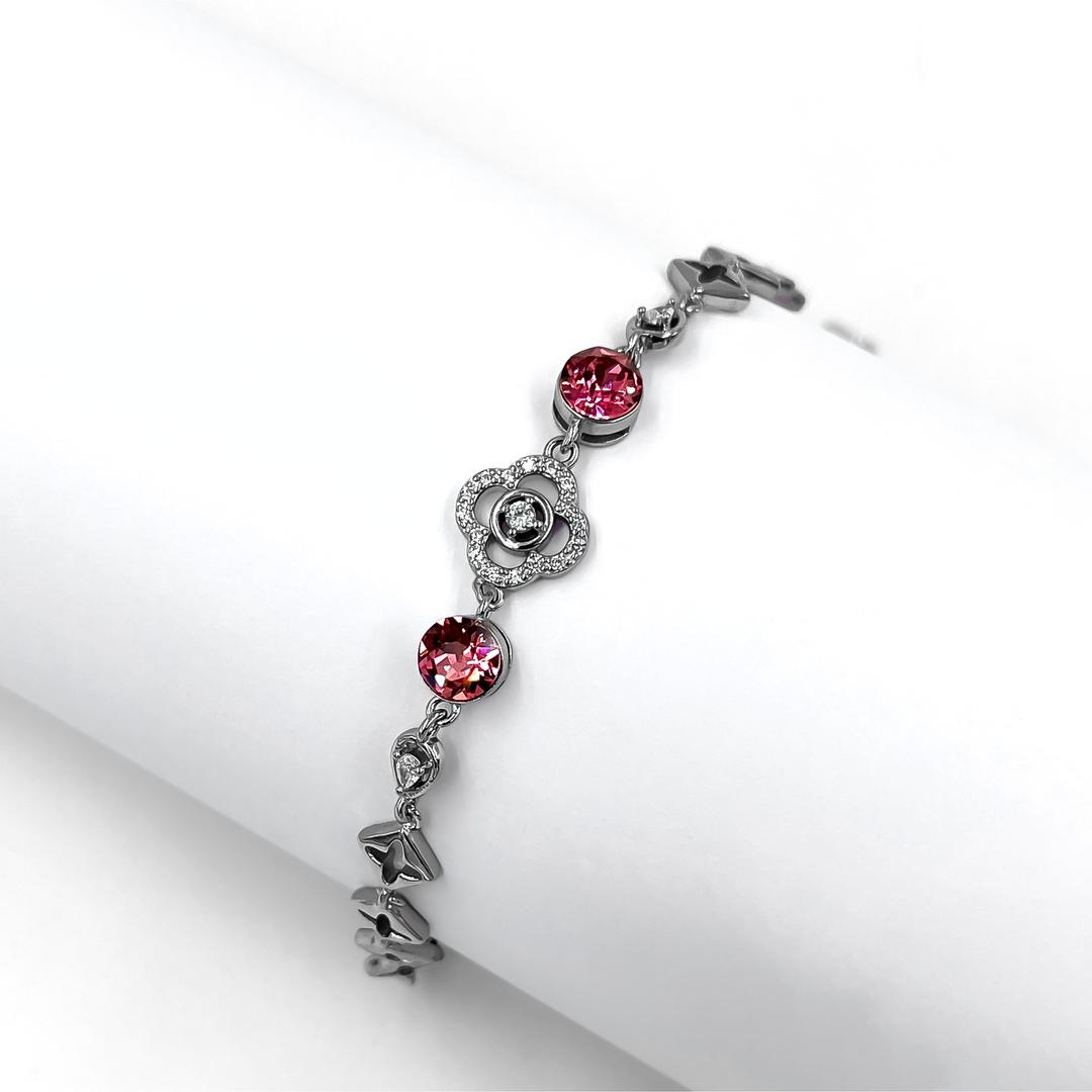 Silver Solitaire Red Gemstone Adjustable Bracelet 1