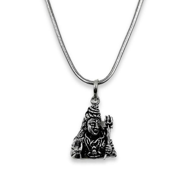 Silver lord Shiva Mahadev Pendant with Chain
