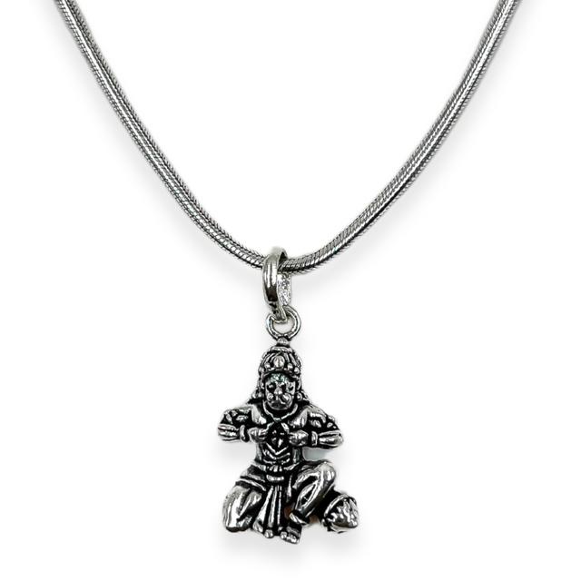 Silver lord Hanuman Pendant Locket with Chain