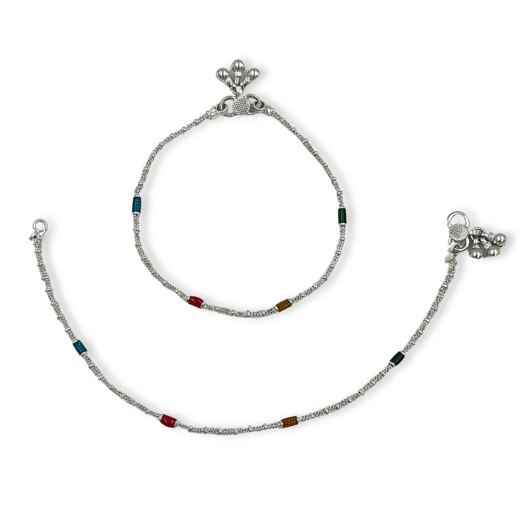 Silver Stylish Colorful Anklet 0