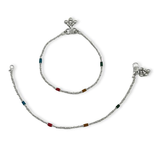 Silver Stylish Colorful Anklet