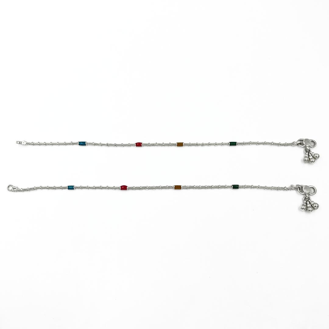 Silver Stylish Colorful Anklet 1