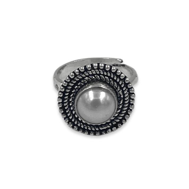 Silver White Pearl Ring for Women and Girls