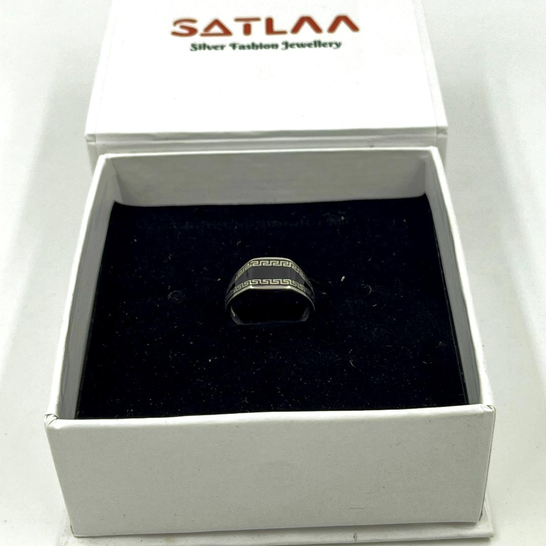 Silver Black Enamel Mens Turkish Ring 2