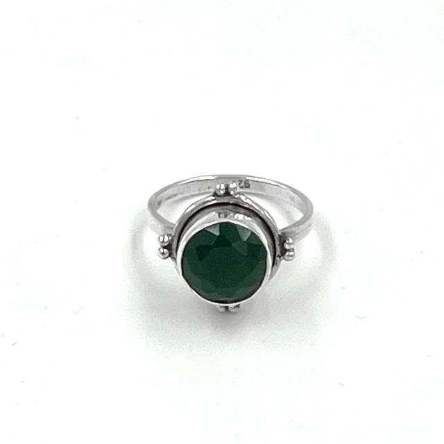 Sterling Silver 925 Green Agate Solitaire Ring