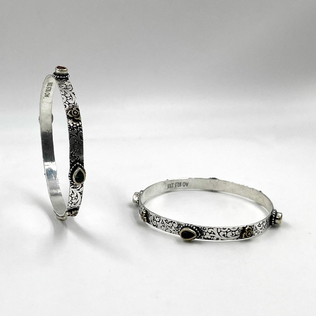 Silver Oxidised Mewara Bangles 0