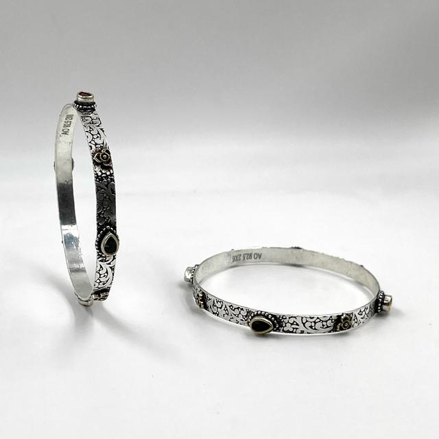 Silver Oxidised Mewara Bangles