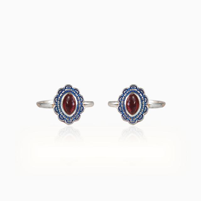 Silver Red Diamond Toe Ring