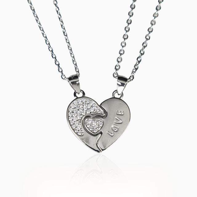 Silver Couple Heart Pendant (Pack of 2)