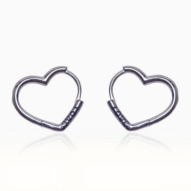Silver Love Heart Shape Hoop Earrings