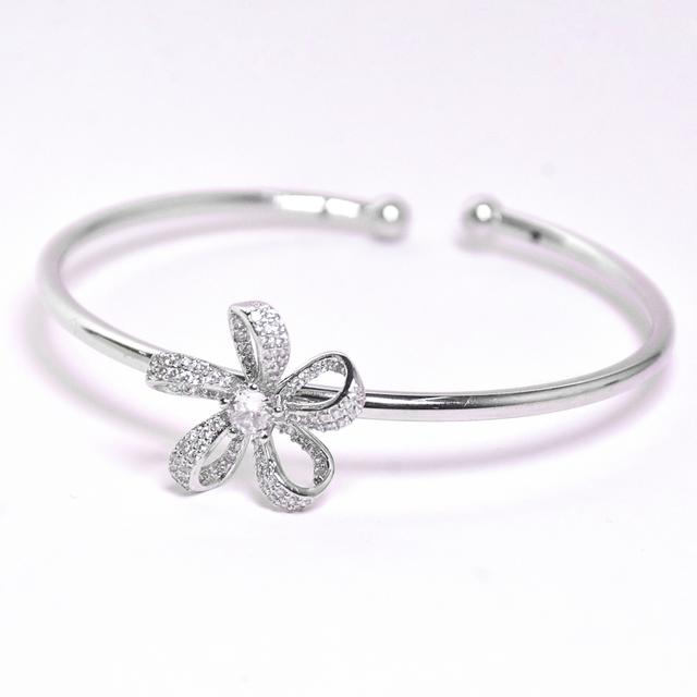 Silver Diamond Princess Bangle Bracelet
