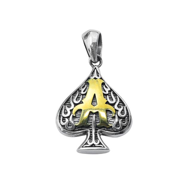 925 Sterling Silver Poker Little Ace Spades Pendant Necklace for Men and Women