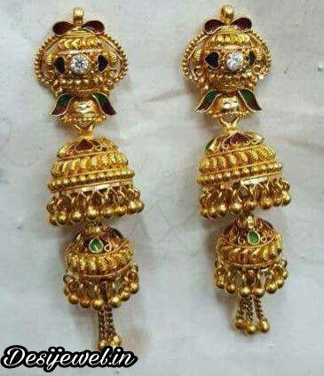 New and Latest Design of Rajasthani fancy gold kaan-jhoomariya 