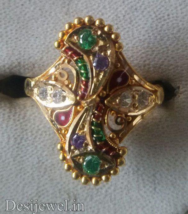 New and Latest Design of Rajasthani fancy gold Ladies-Ring  with weight 4 gm
