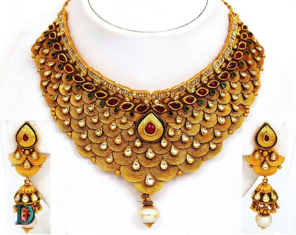 न्यू एंड लेटेस्ट डिजाईन राजस्थानी फैंसी गोल्ड नेकलेस 
