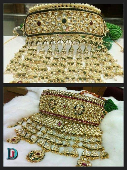 न्यू एंड लेटेस्ट डिजाईन राजस्थानी देसी गोल्ड कुंदन गला-आड़ 