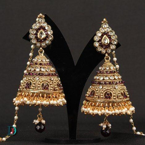 New and Latest Design of Rajasthani Desi gold kundan kaan-jhoomariya 
