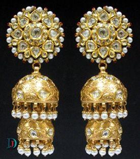 New and Latest Design of Rajasthani Desi gold kundan kaan-jhoomariya 