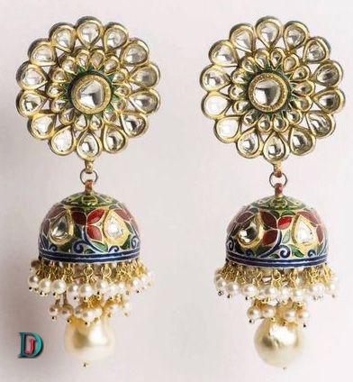 New and Latest Design of Rajasthani Desi gold kundan kaan-jhoomariya 