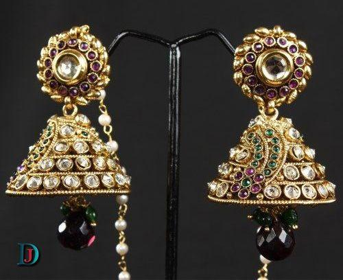 New and Latest Design of Rajasthani Desi gold kundan kaan-jhoomariya 