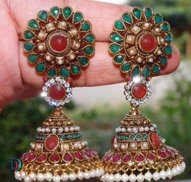 New and Latest Design of Rajasthani Desi gold kundan kaan-jhoomariya 