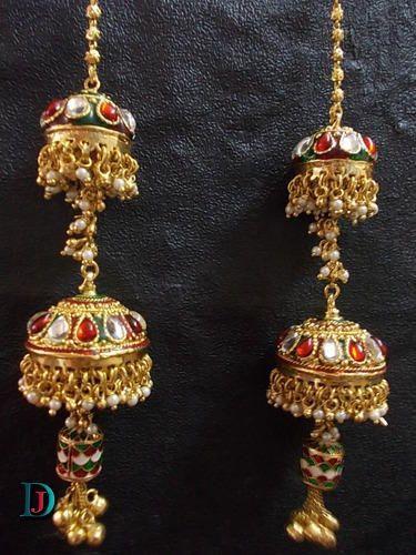 New and Latest Design of Rajasthani Desi gold kundan kaan-jhoomariya 