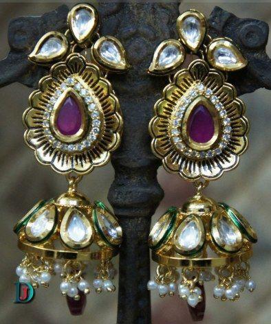 New and Latest Design of Rajasthani Desi gold kundan kaan-jhoomariya 