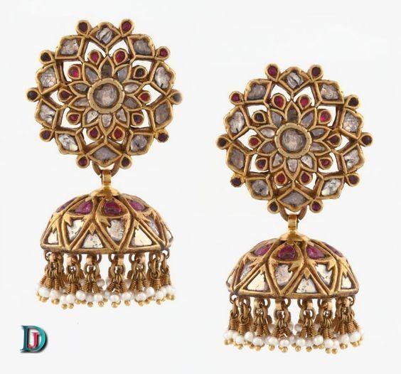 New and Latest Design of Rajasthani Desi gold kundan kaan-jhoomariya 
