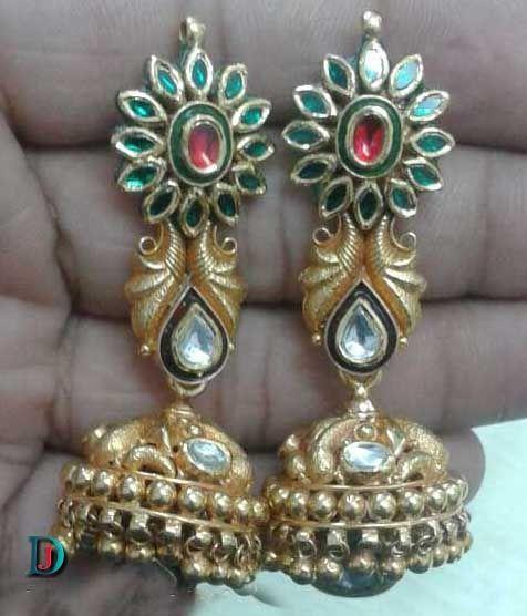 New and Latest Design of Rajasthani Desi gold kundan kaan-jhoomariya 